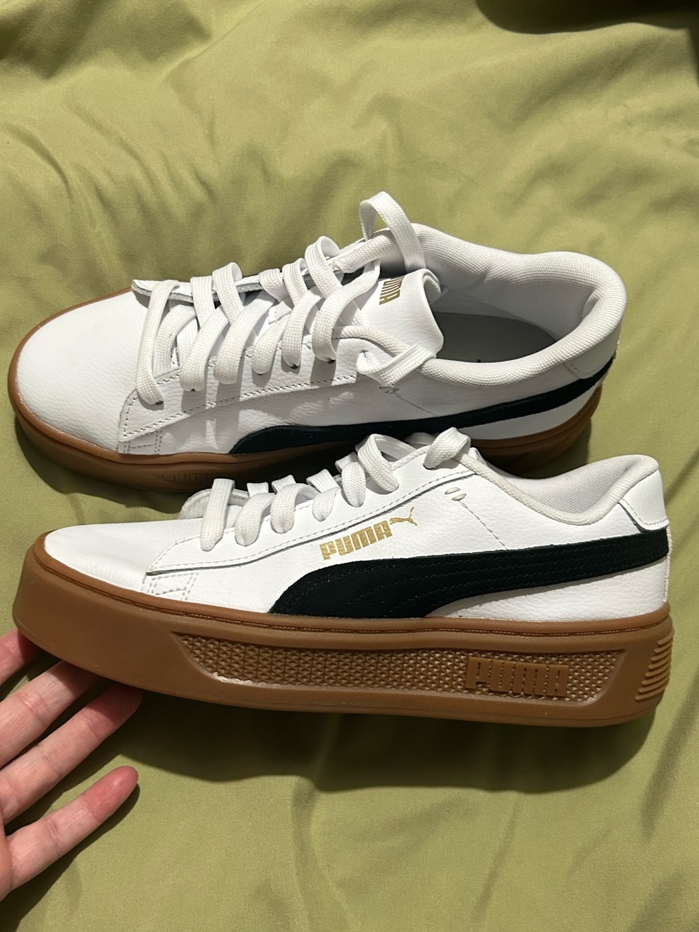 Puma White Sneakers with Black Formstrip and Gum Platform - Picture 2 of 6